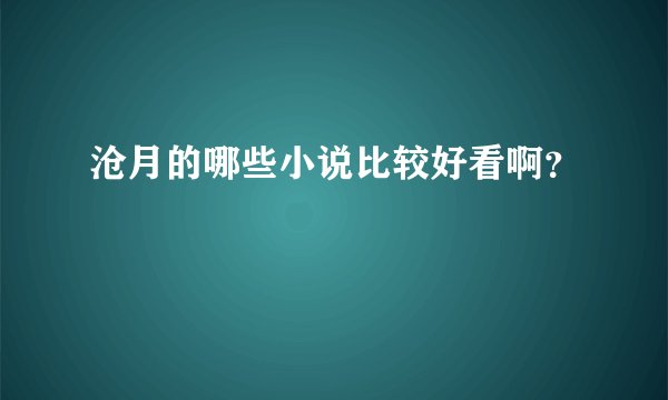 沧月的哪些小说比较好看啊?