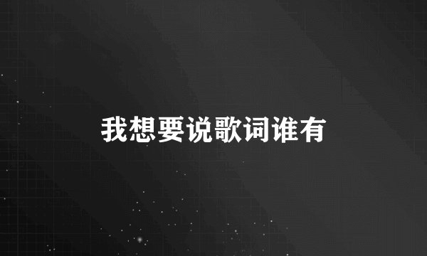 我想要说歌词谁有