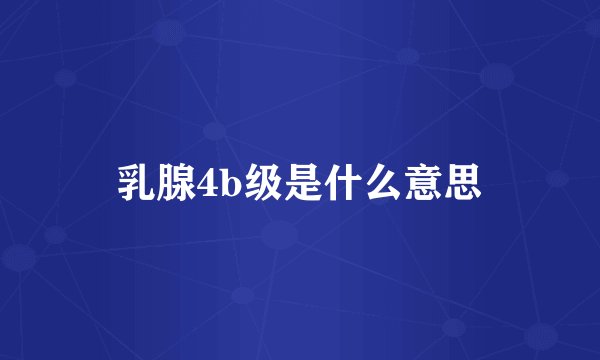 乳腺4b级是什么意思