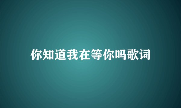 你知道我在等你吗歌词