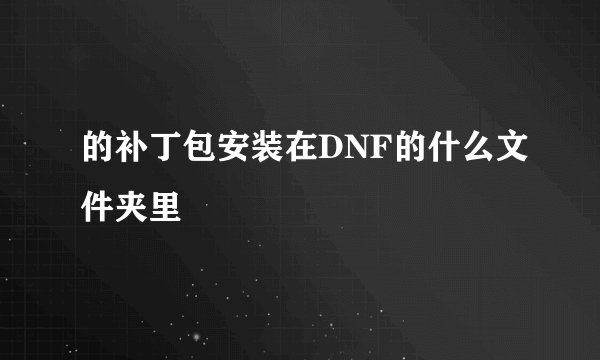 的补丁包安装在DNF的什么文件夹里