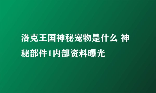 洛克王国神秘宠物是什么 神秘部件1内部资料曝光