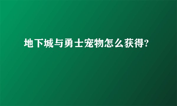 地下城与勇士宠物怎么获得?