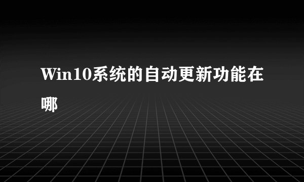 Win10系统的自动更新功能在哪