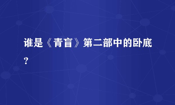 谁是《青盲》第二部中的卧底?
