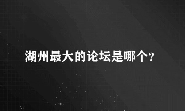 湖州最大的论坛是哪个？