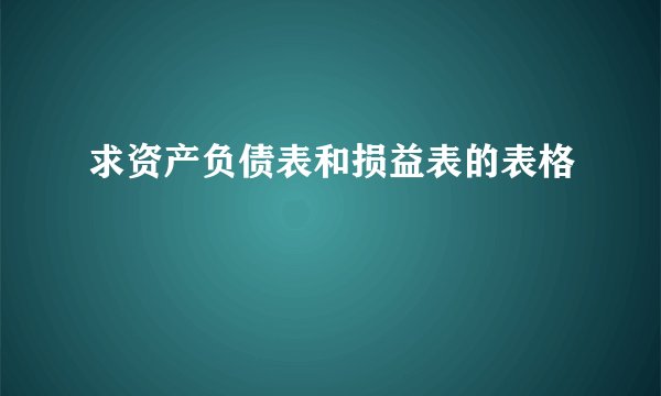 求资产负债表和损益表的表格
