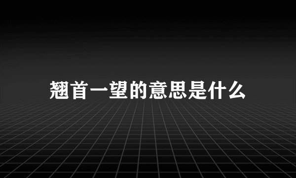 翘首一望的意思是什么