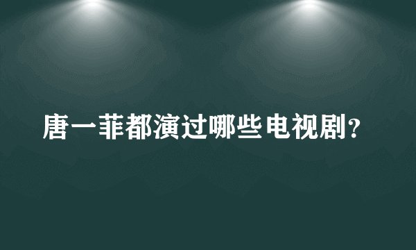 唐一菲都演过哪些电视剧？