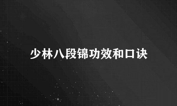 少林八段锦功效和口诀