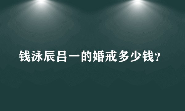 钱泳辰吕一的婚戒多少钱？