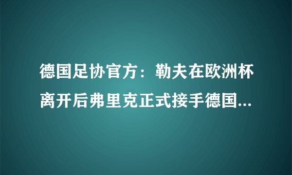 德国足协官方：勒夫在欧洲杯离开后弗里克正式接手德国队，成为德国男足主教练。