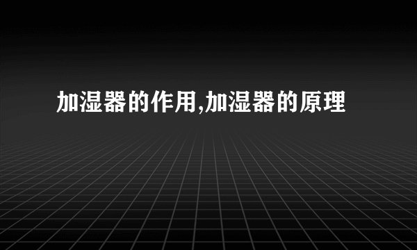 加湿器的作用,加湿器的原理