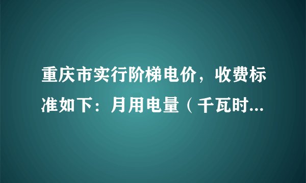 重庆市实行阶梯电价，收费标准如下：月用电量（千瓦时）1-210211-300300以上每千瓦时电费（元）0.520.580.85（1）周老师家6月份用电110千瓦时，应缴电费多少元？（2）周老师家7月份用电300千瓦时，应缴电费多少元？