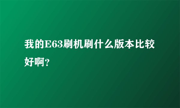 我的E63刷机刷什么版本比较好啊？