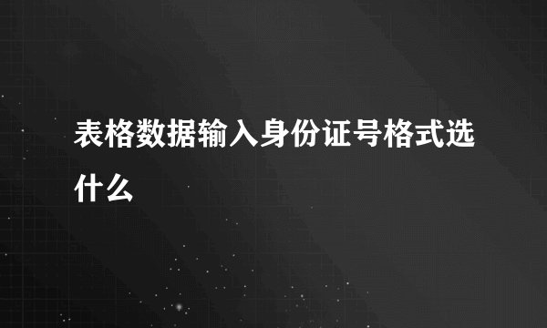 表格数据输入身份证号格式选什么