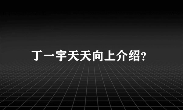 丁一宇天天向上介绍？