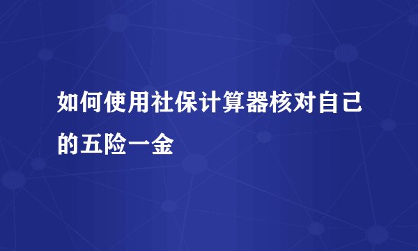 如何使用社保计算器核对自己的五险一金