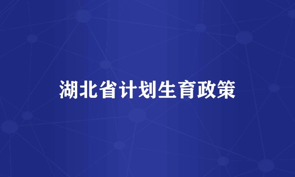 湖北省计划生育政策