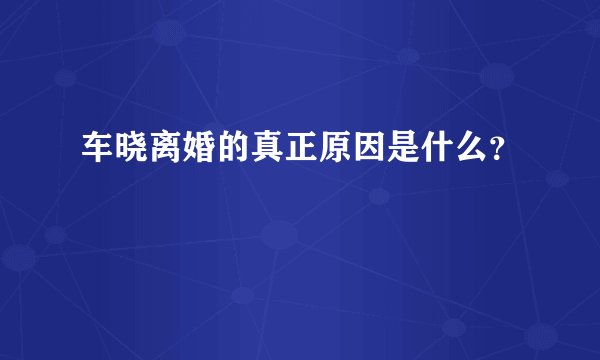 车晓离婚的真正原因是什么？