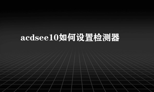 acdsee10如何设置检测器