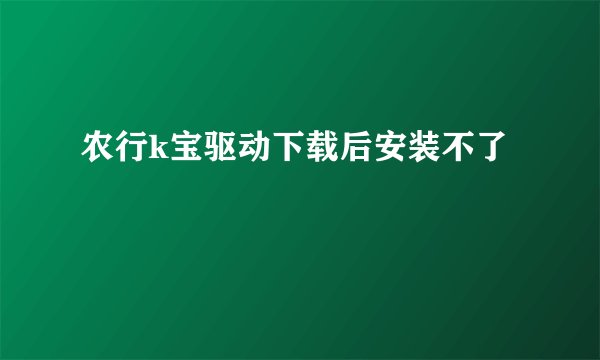 农行k宝驱动下载后安装不了