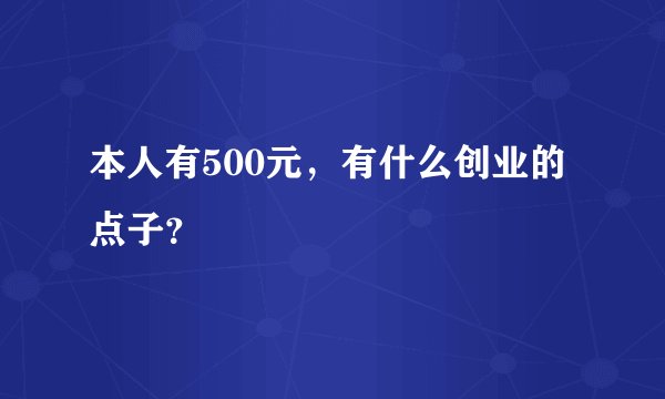 本人有500元,有什么创业的点子?