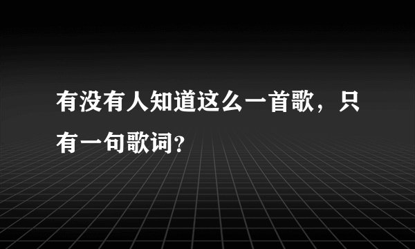 有没有人知道这么一首歌，只有一句歌词？