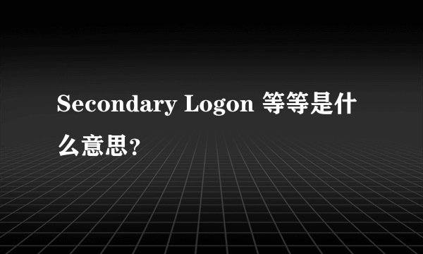 Secondary Logon 等等是什么意思？