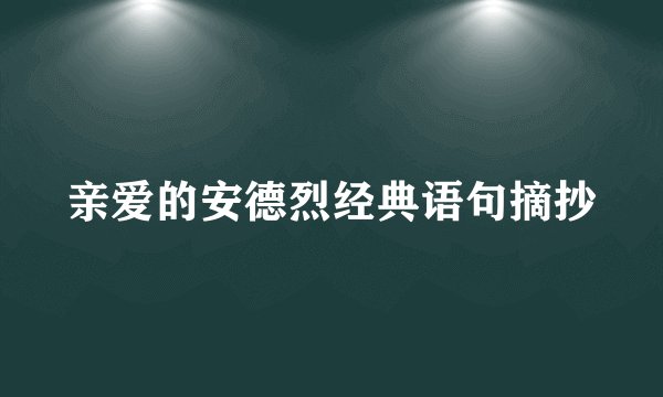 亲爱的安德烈经典语句摘抄