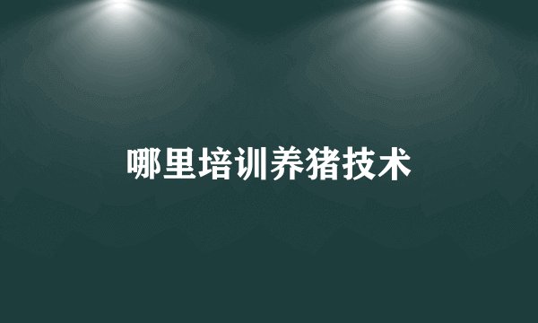 哪里培训养猪技术