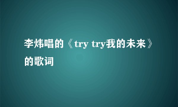 李炜唱的《try try我的未来》的歌词