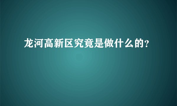 龙河高新区究竟是做什么的？