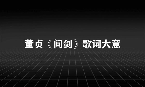 董贞《问剑》歌词大意