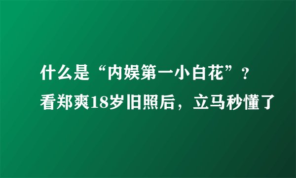 什么是“内娱第一小白花”?看郑爽18岁旧照后,立马秒懂了