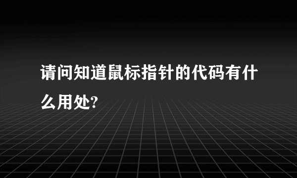 请问知道鼠标指针的代码有什么用处?