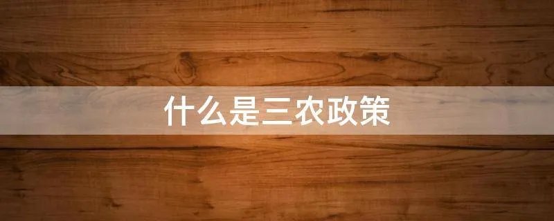 什么是三农政策
