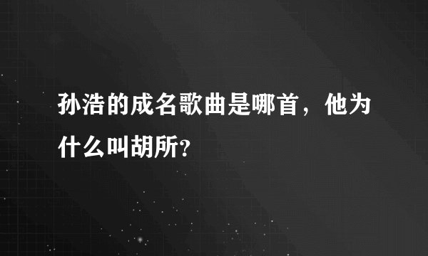 孙浩的成名歌曲是哪首，他为什么叫胡所？