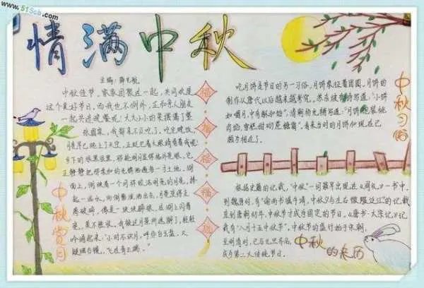 三年级中秋手抄报 绘画