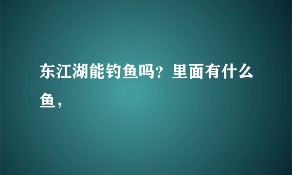 东江湖能钓鱼吗？里面有什么鱼，