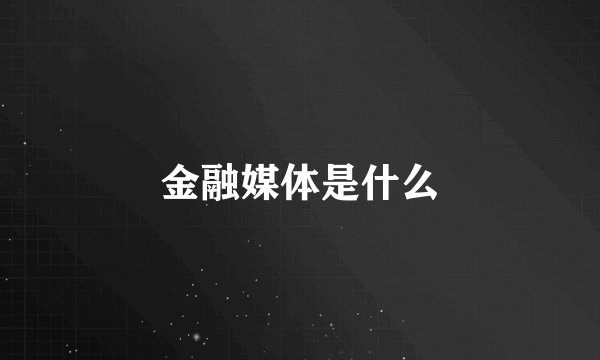 金融媒体是什么