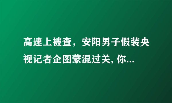 高速上被查，安阳男子假装央视记者企图蒙混过关, 你怎么看？