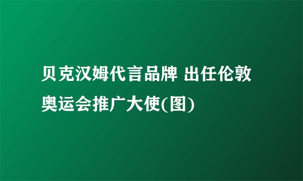 贝克汉姆代言品牌 出任伦敦奥运会推广大使(图)