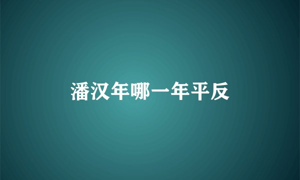 潘汉年哪一年平反