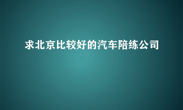 求北京比较好的汽车陪练公司