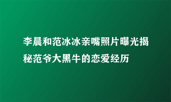 李晨和范冰冰亲嘴照片曝光揭秘范爷大黑牛的恋爱经历