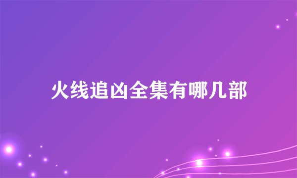 火线追凶全集有哪几部
