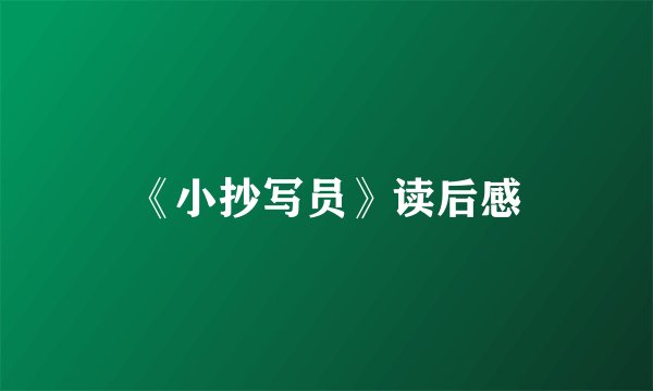 《小抄写员》读后感