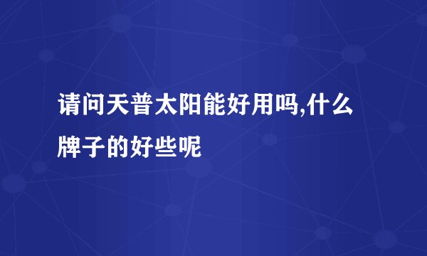 请问天普太阳能好用吗,什么牌子的好些呢