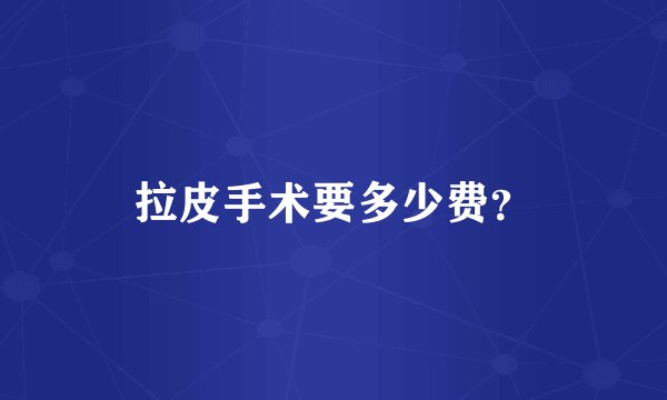 拉皮手术要多少费？
